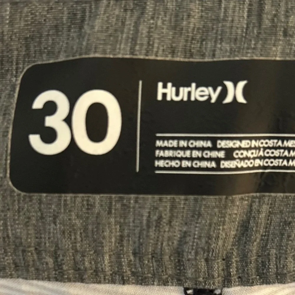 Hurley Phantom Mens Board Shorts Size 30 Blue Black Wave Print‎ Orange Trim